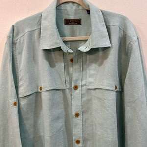 J.L. Powell XL button down shirt 50% Linen 35% viscose 15% cotton